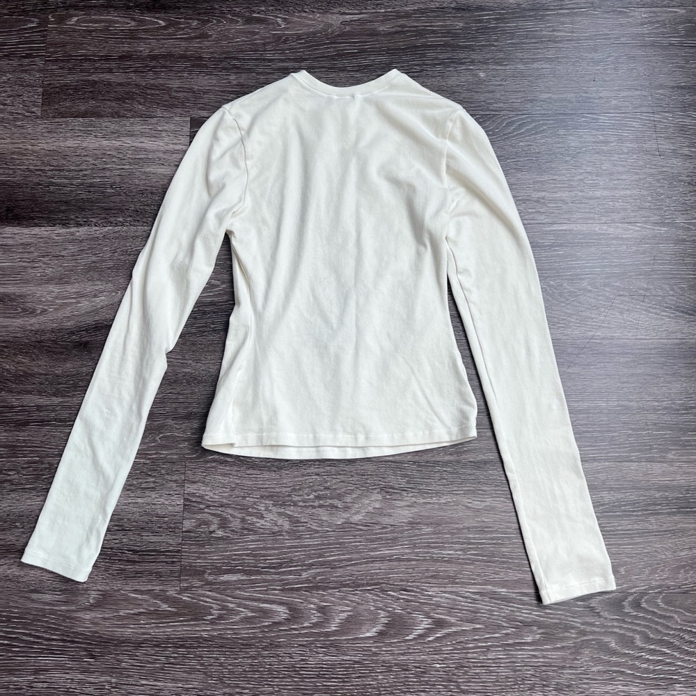 Skims cotton jersey long sleeve t shirt in bone - Picture 5 of 9